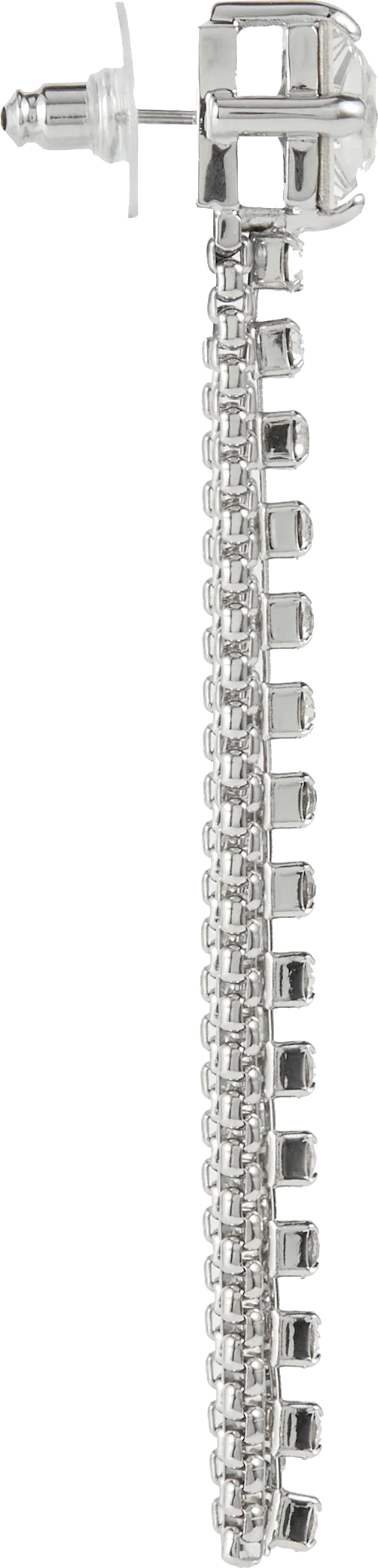 Boucles d'oreilles Miu Miu P00710911 en acier argenté à franges de strass pour femme vue 4