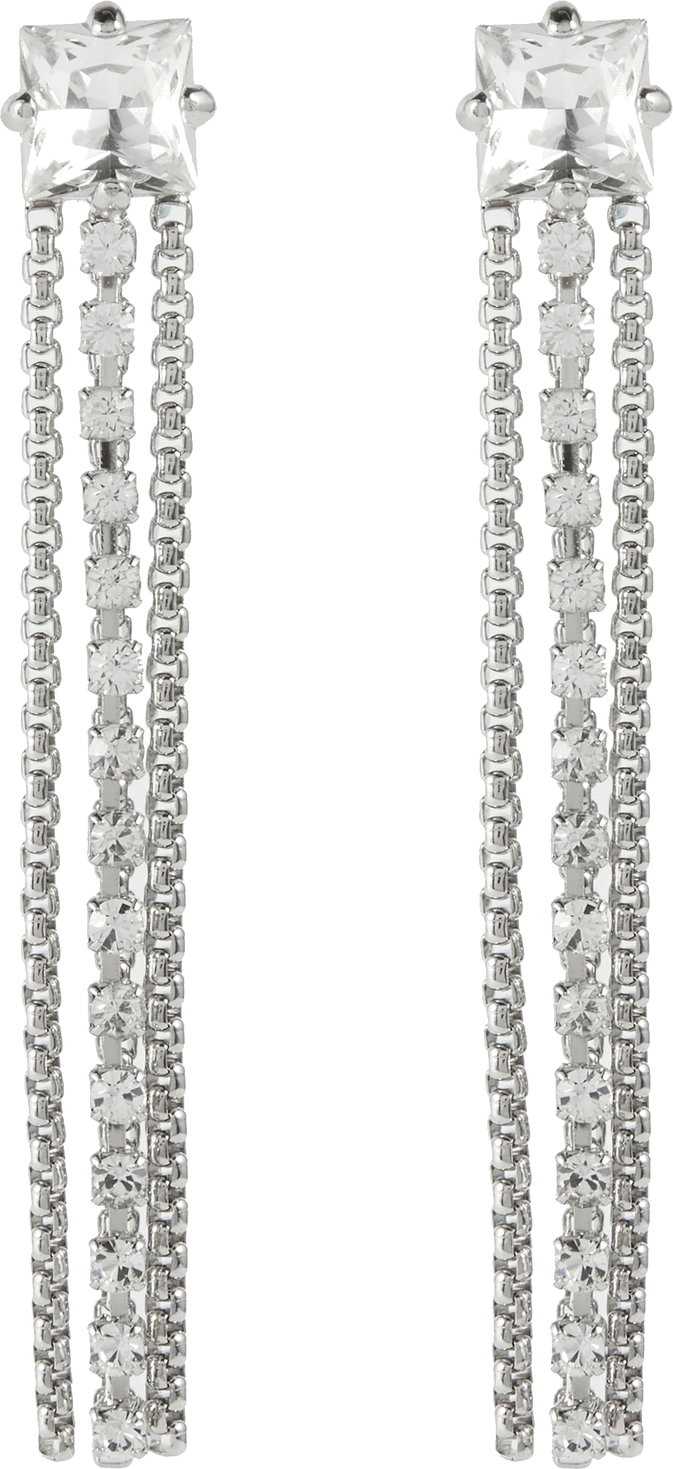 Boucles d'oreilles Miu Miu P00710911 en acier argenté à franges de strass pour femme