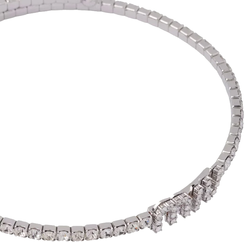 Collier Choker Miu Miu pour Femme en Laiton Argenté avec Logo et Cristaux - Réf. 5JC8712DNCF0OKL vue 2