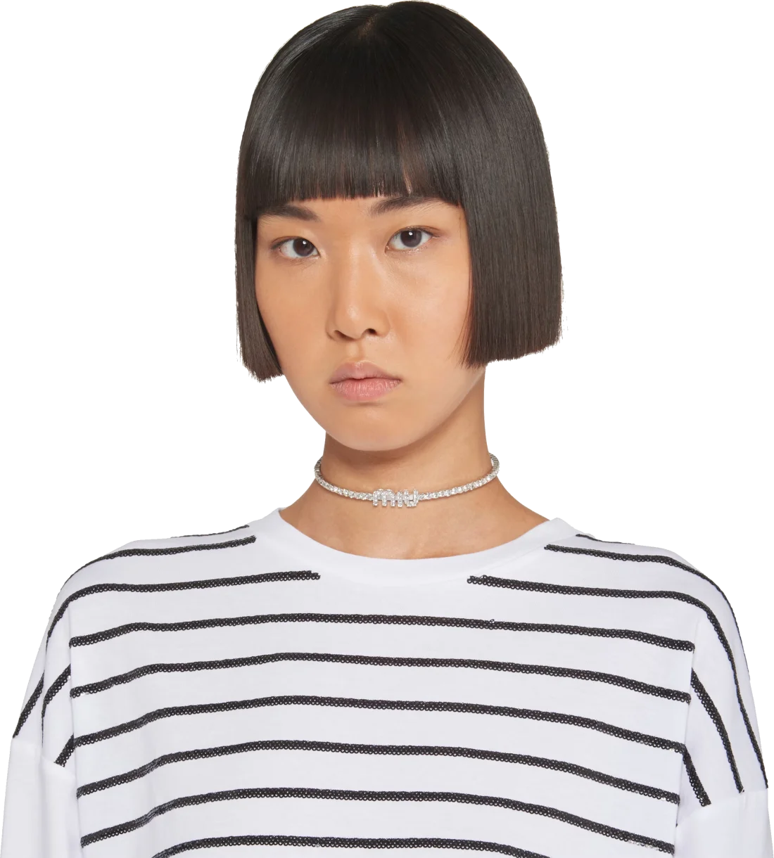 Collier Choker Miu Miu pour Femme en Laiton Argenté avec Logo et Cristaux - Réf. 5JC8712DNCF0OKL vue 3