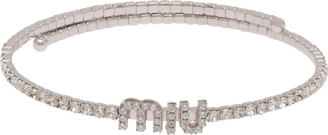 Collier Choker Miu Miu pour Femme en Laiton Argenté avec Logo et Cristaux - Réf. 5JC8712DNCF0OKL