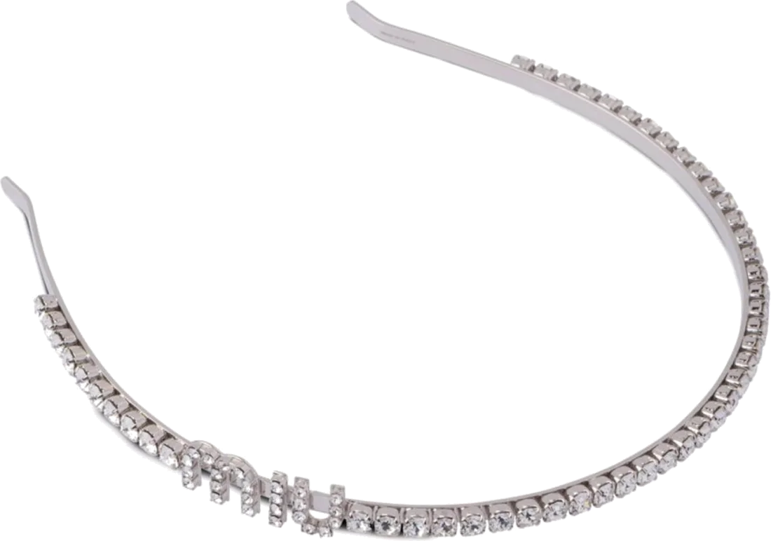 Serre-tête rigide Miu Miu en laiton argenté avec cristaux - Réf. 5JH081_2DNC_F0OKL - Pour Femme vue 2