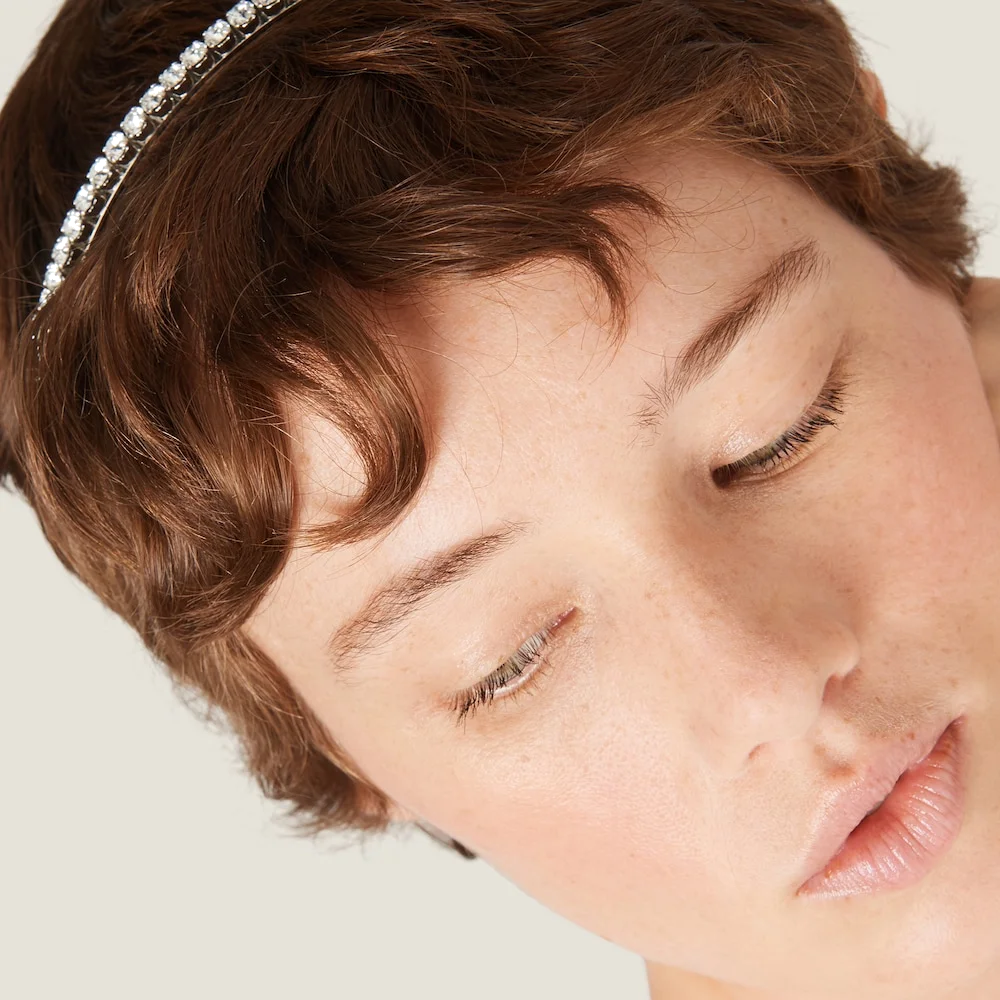 Serre-tête rigide Miu Miu en laiton argenté avec cristaux - Réf. 5JH081_2DNC_F0OKL - Pour Femme vue 4