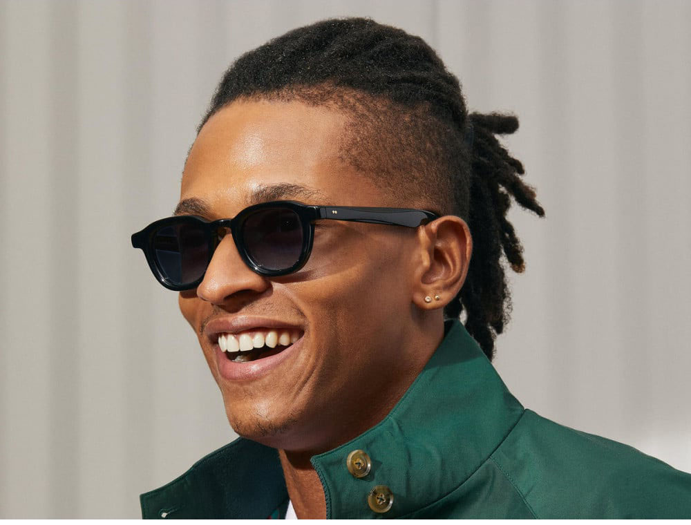 Lunettes de soleil Moscot DAHVEN rondes en acétate - Noir vue 2