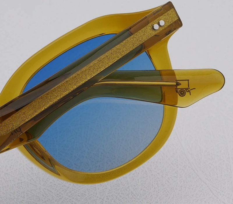 Lunettes de soleil Moscot DAHVEN rondes en acétate - Beige vue 2