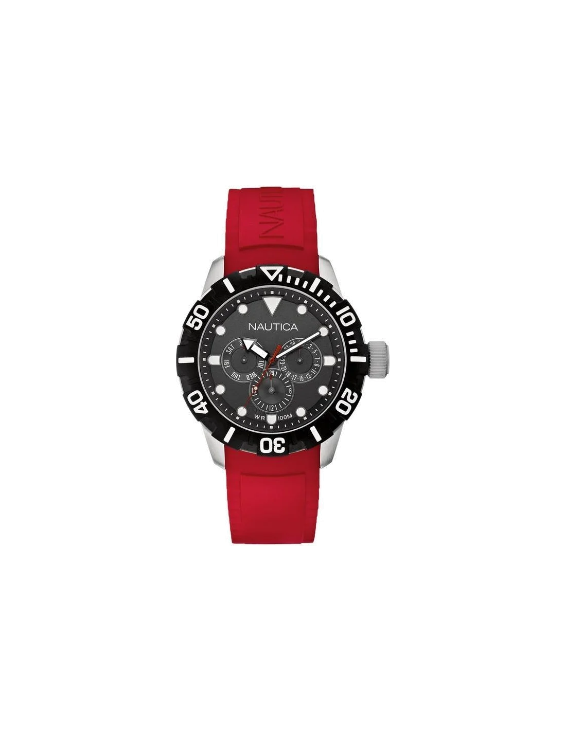 Montre Homme Nautica NSR 101 A13645G Bracelet en résine rouge
