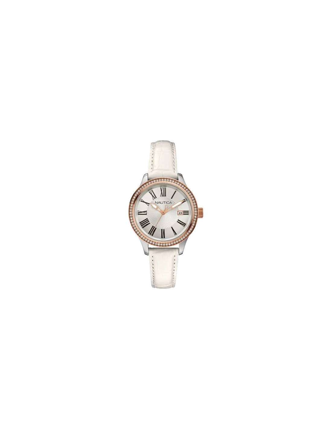 Montre Femme Nautica BFD 101 A12653M Bracelet en cuir blanc