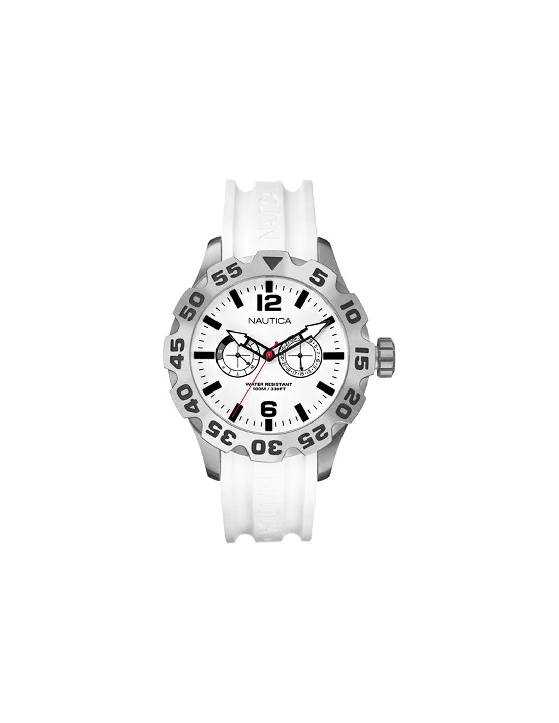 Montre Homme Nautica BFD 100 A16603G Boîtier argenté et bracelet blanc