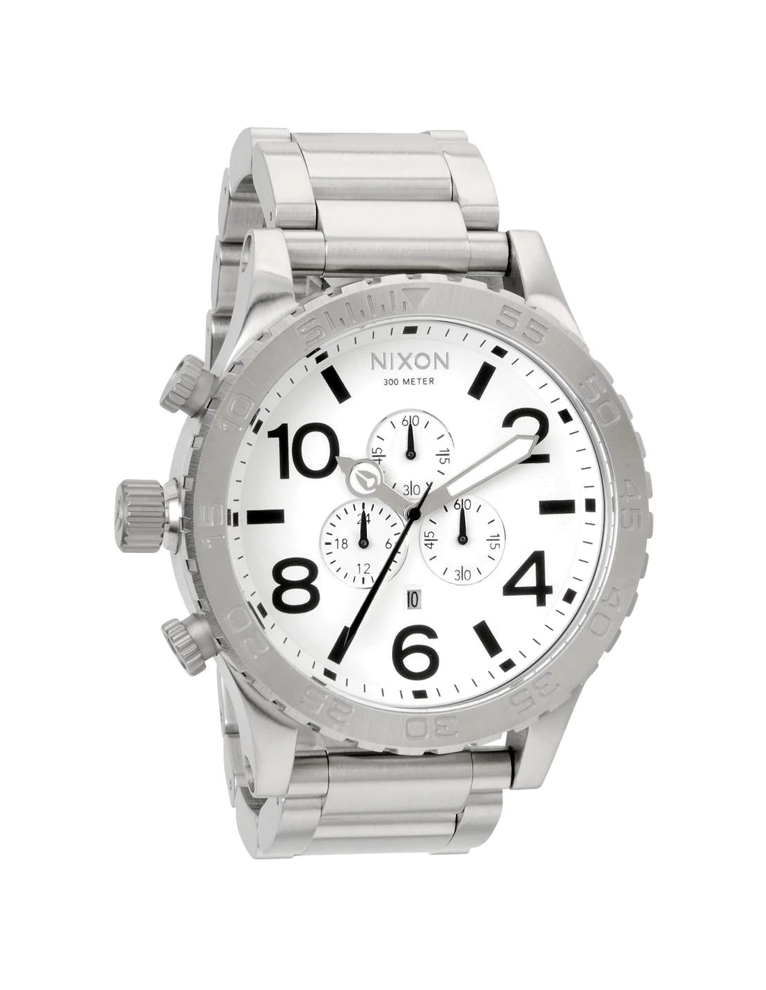 Montre Homme Nixon The 51-30 Chrono A083-100, boîtier et bracelet acier argent