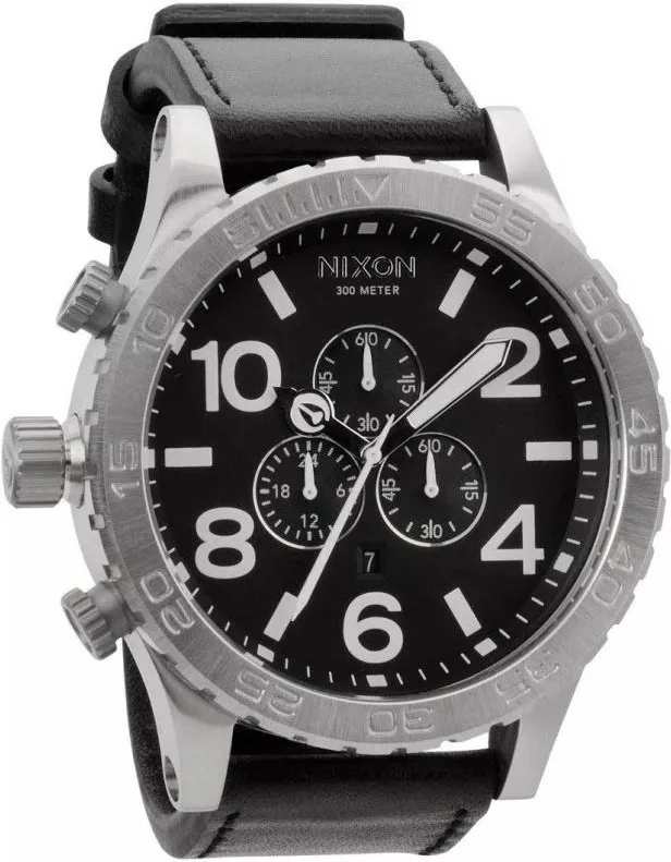 Montre Homme Nixon 51-30 A124-1000, Boîtier 51mm, Cadran Noir, Bracelet Cuir