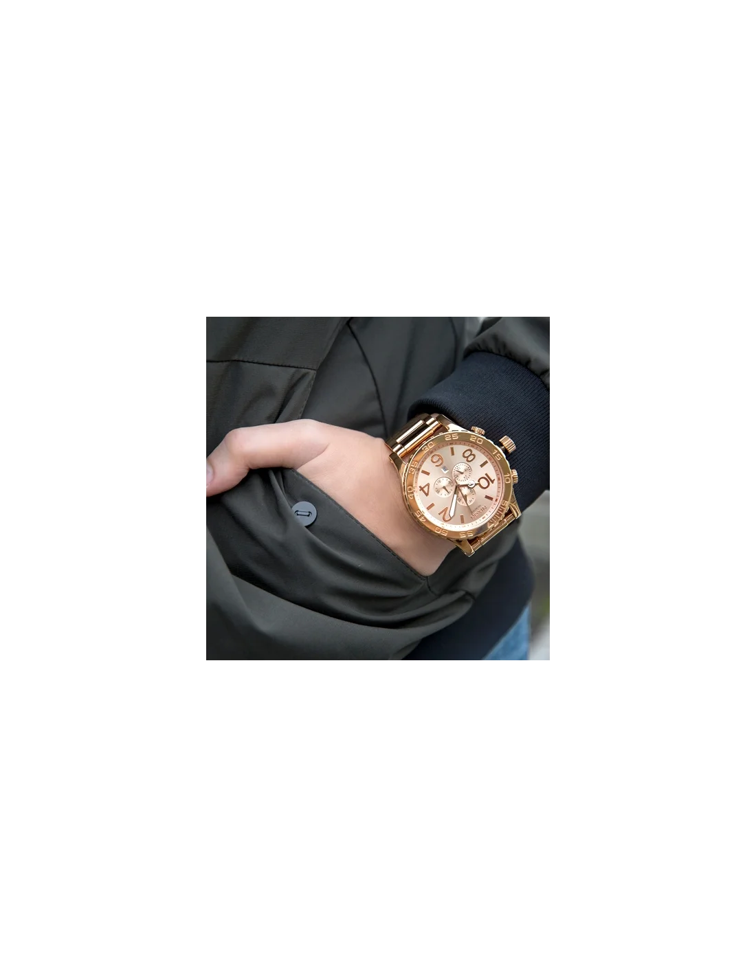 Montre Homme Nixon The 51-30 Chrono A083-897, boîtier et bracelet acier or rose vue 4