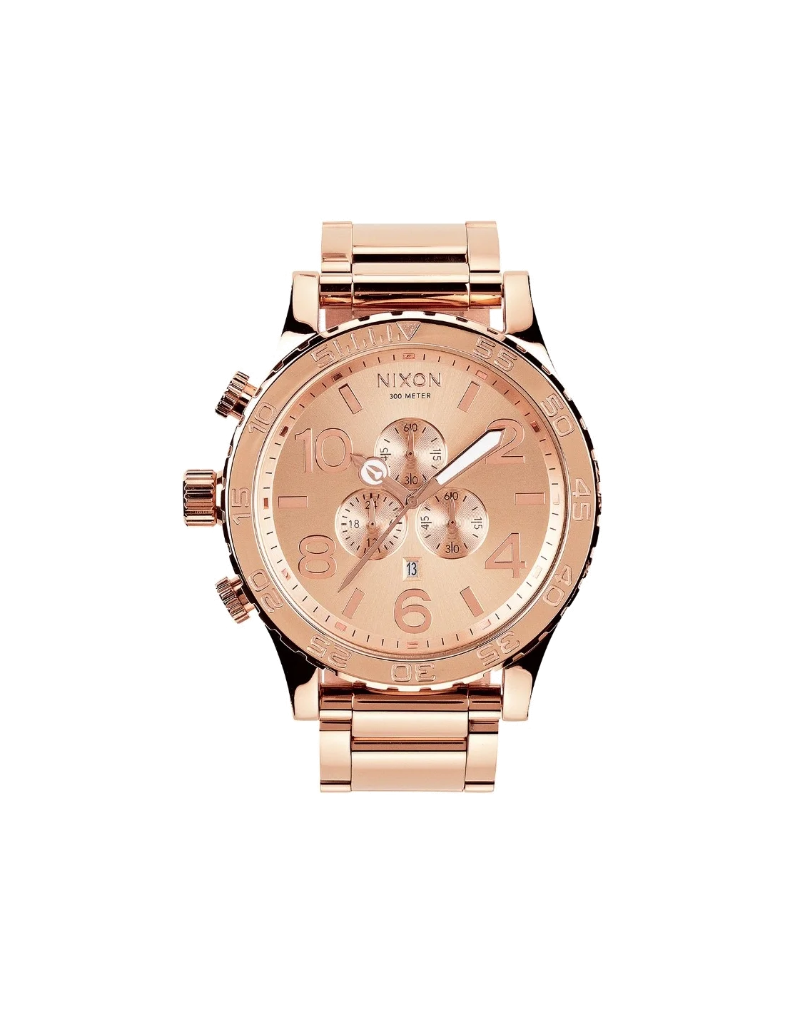 Montre Homme Nixon The 51-30 Chrono A083-897, boîtier et bracelet acier or rose