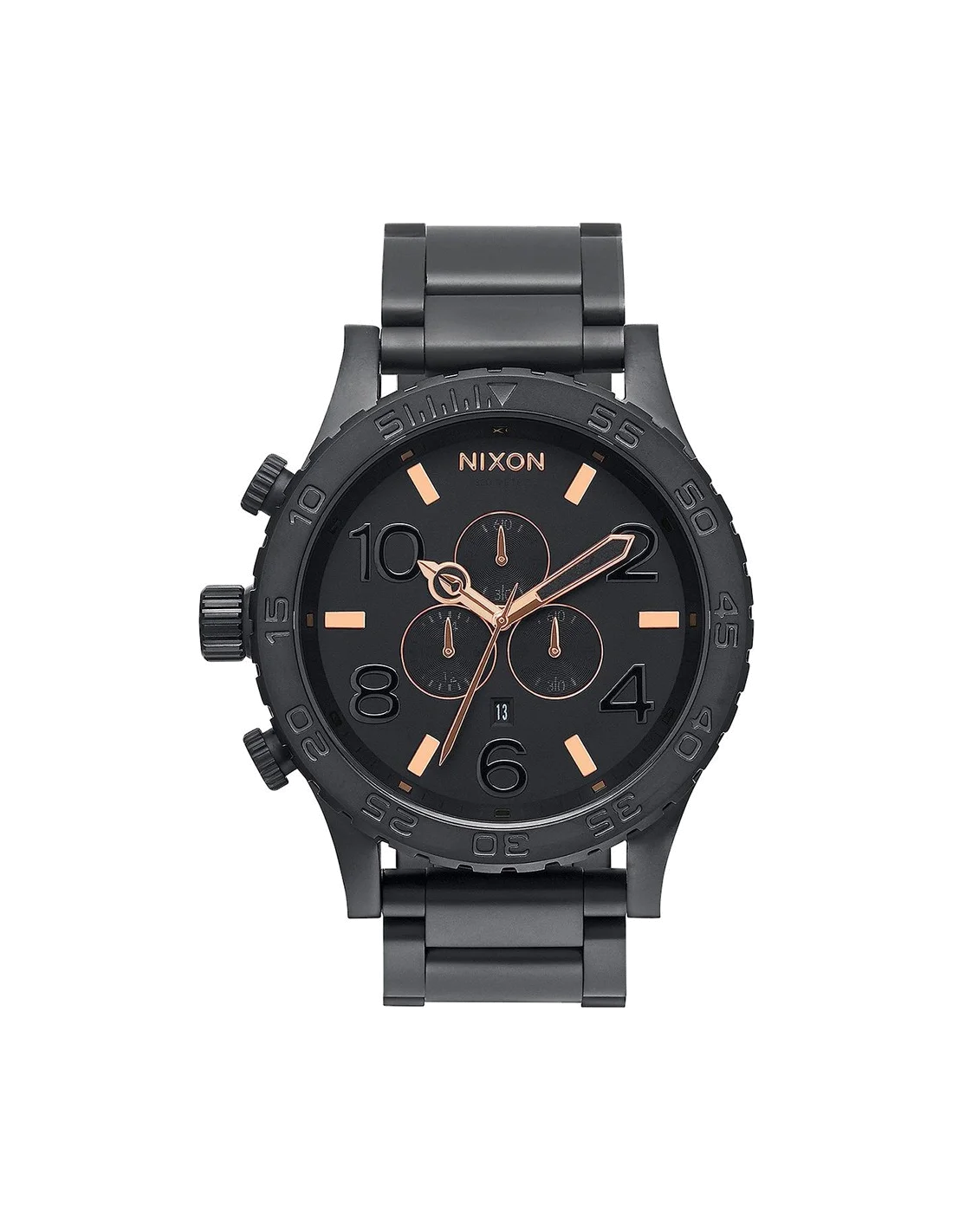 Montre Homme Nixon 51-30 Chrono A083-957 - Boîtier noir, cadran noir et index or rose