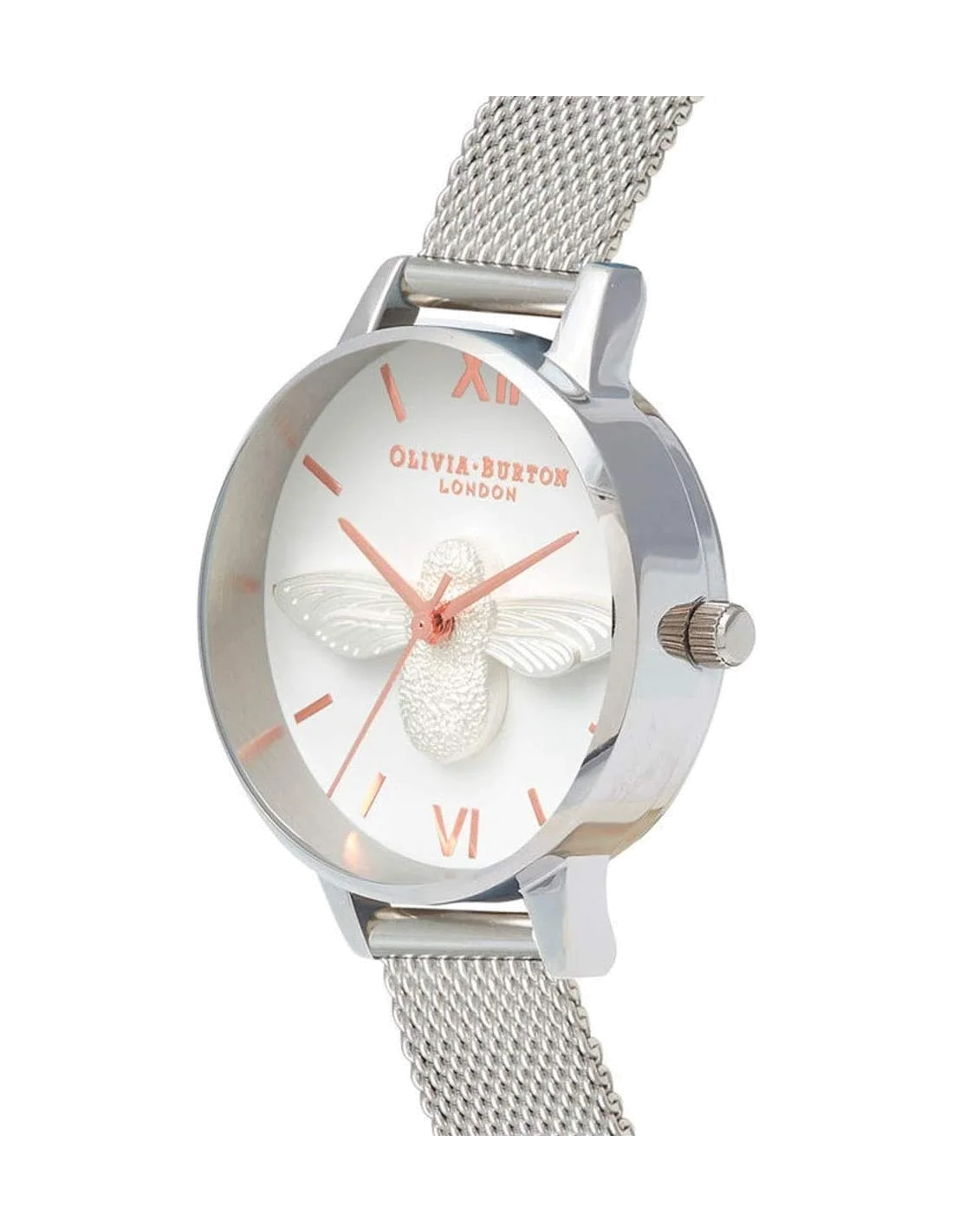 Montre Femme Olivia Burton OB16AM146 Abeille 3D - Cadran Blanc & Bracelet Maille Milanaise Argent vue 2