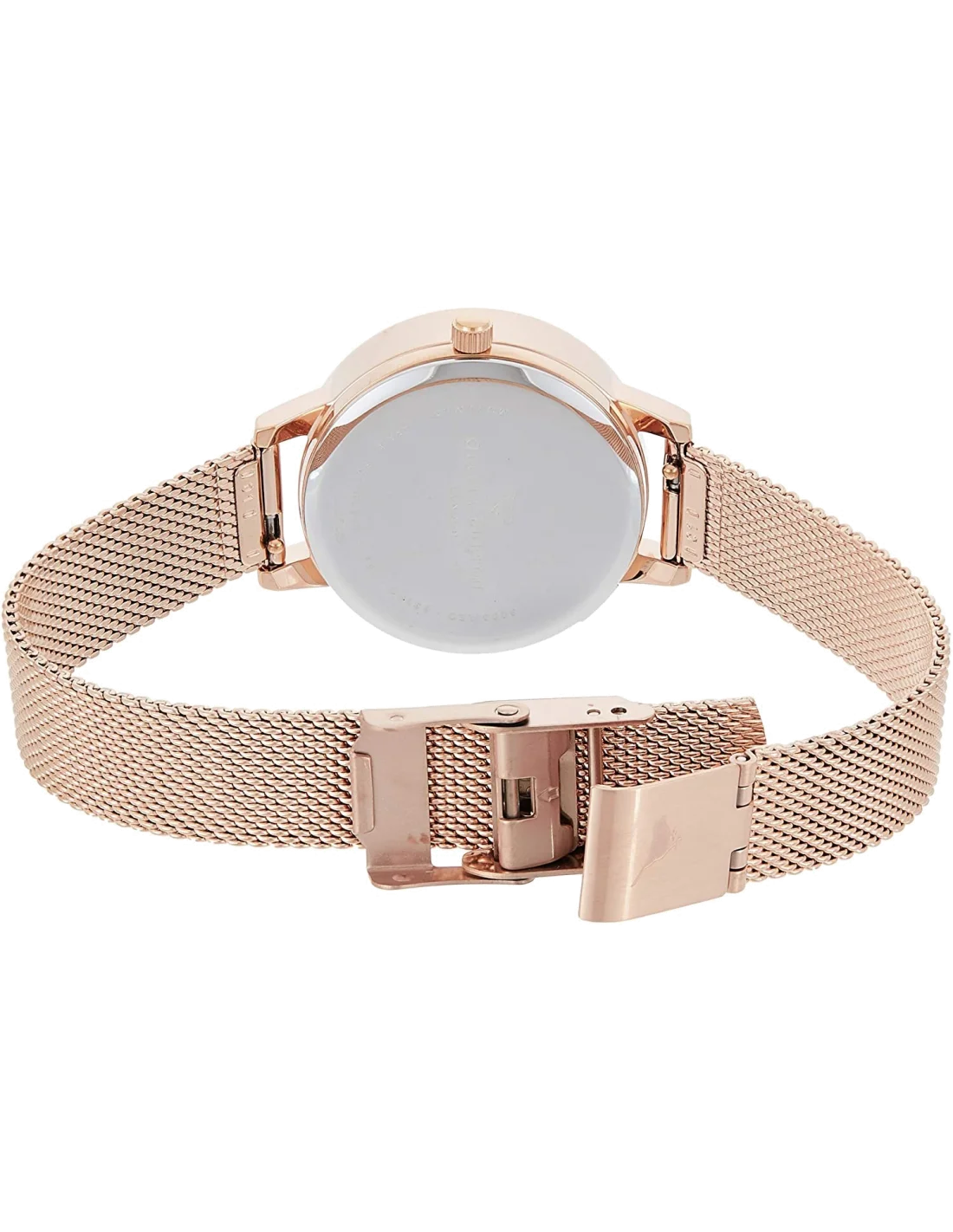 Montre Olivia Burton OB16EX116 Abeille 3D pour Femme, Cadran Blanc sur Maille Milanaise Or Rose vue 3
