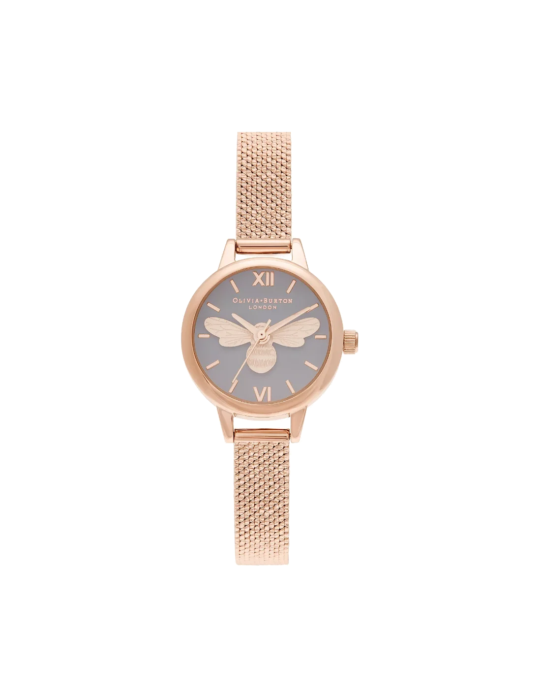 Montre Femme Olivia Burton OB16MC54 Cadran Gris Abeille 3D, Bracelet Maille Milanaise Argent