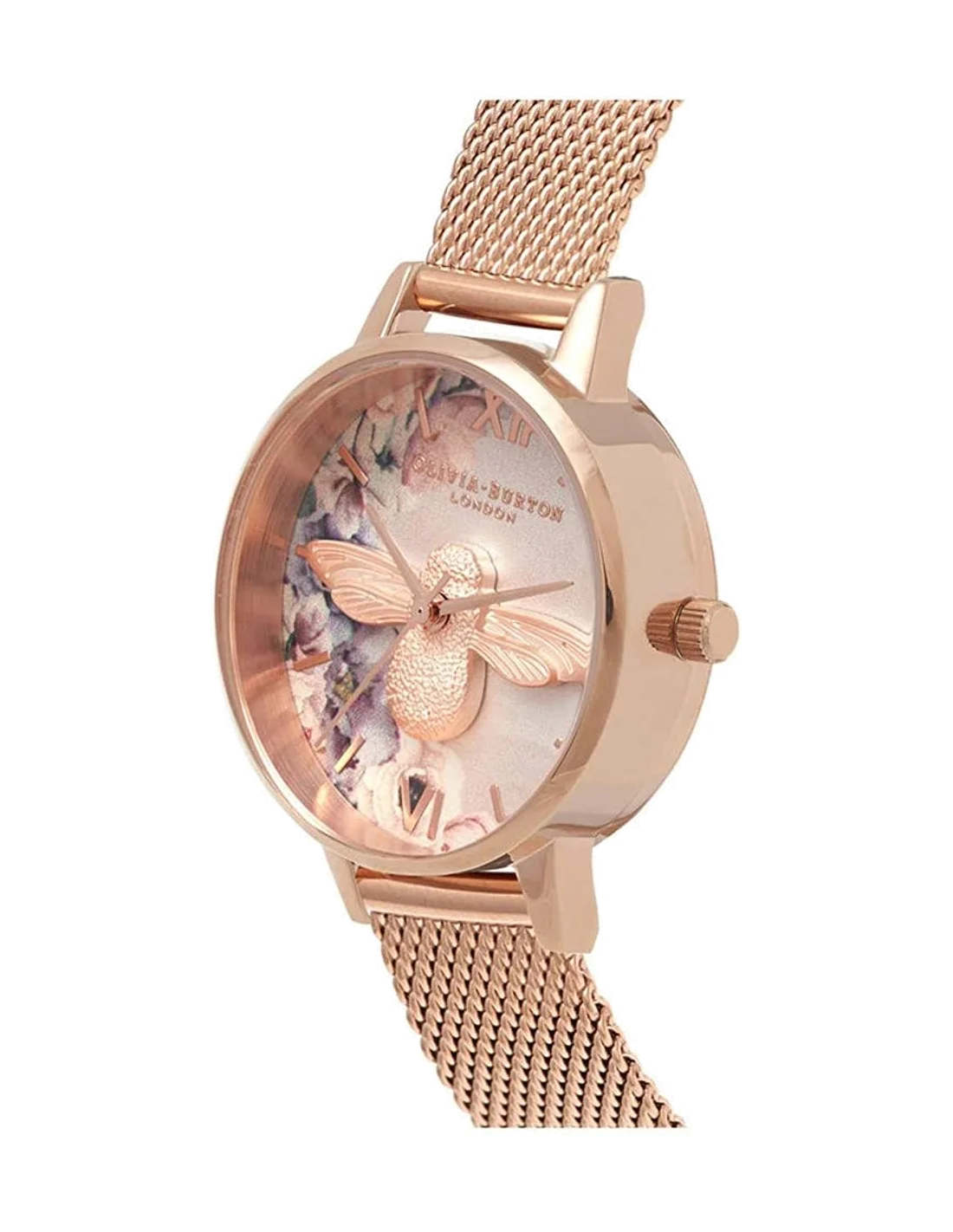 Montre Femme Olivia Burton OB16PP40 Cadran Floral Aquarelle sur Maille Milanaise Or Rose vue 2