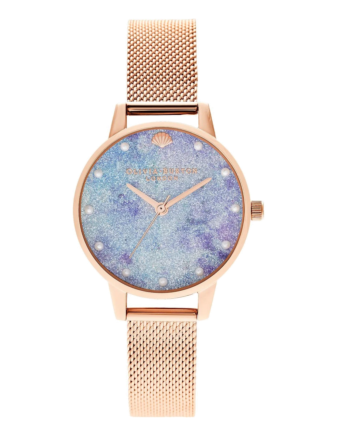 Montre Femme Olivia Burton OB16US44 Cadran Pailleté Deep Sea, Bracelet Acier Or Rose