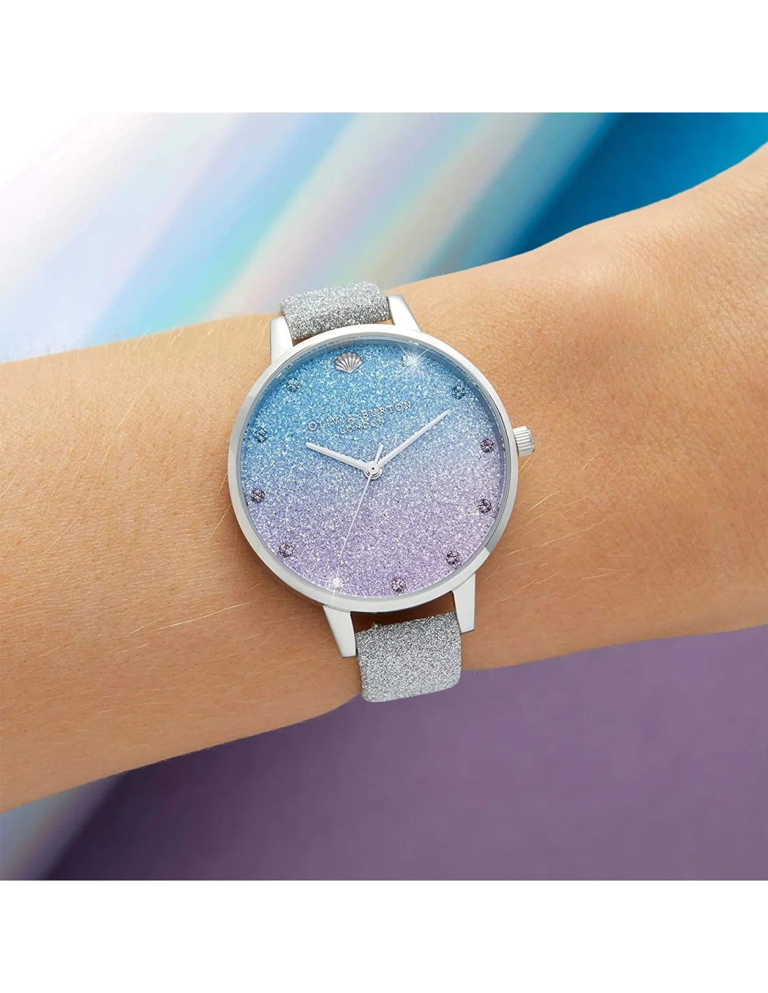 Montre Femme Olivia Burton OB16US49 - Cadran Pailleté, Bracelet Cuir Gris vue 4