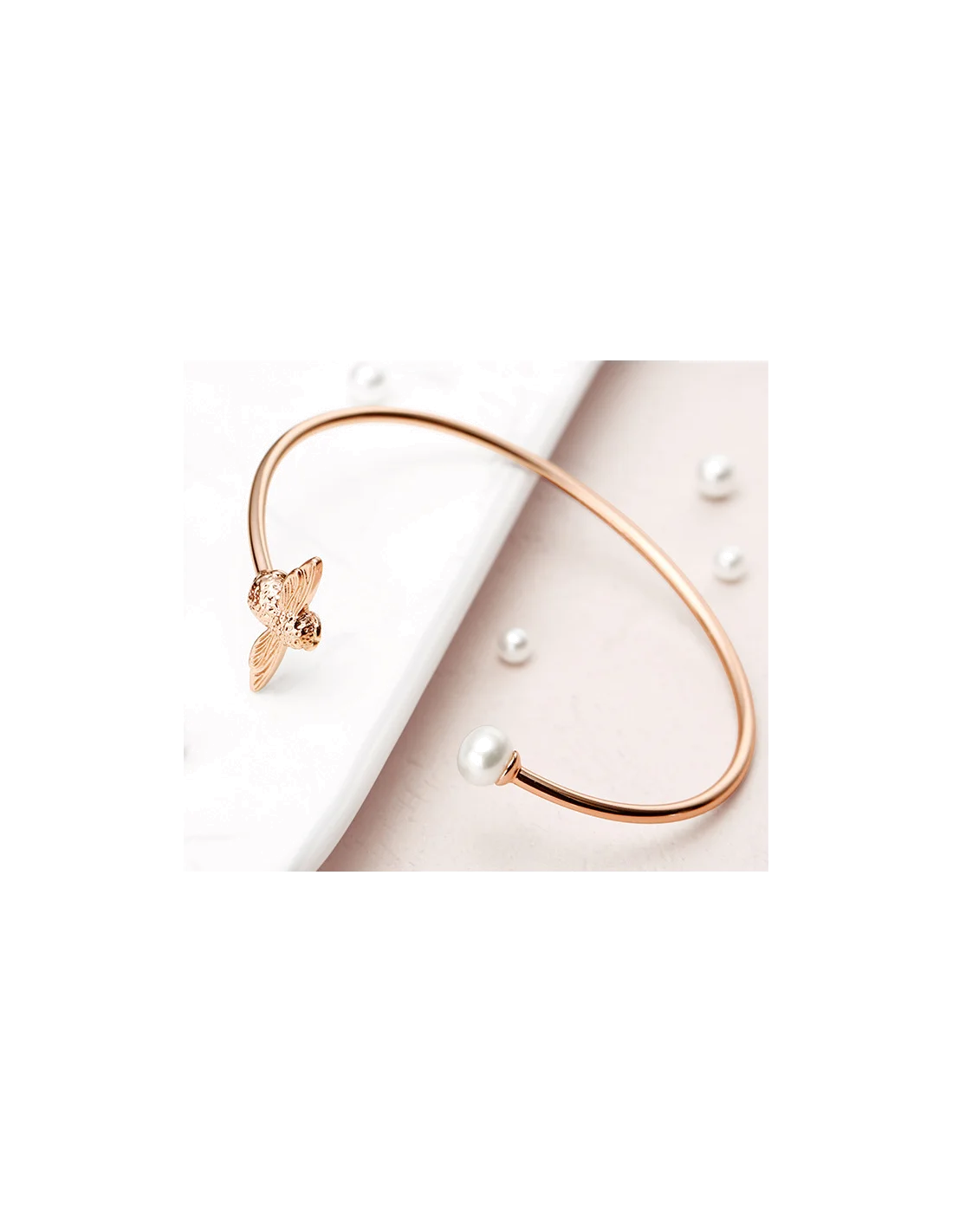 Bracelet Olivia Burton OBJ16AMB37 en acier or rose, motif Abeille 3D, pour femme vue 2