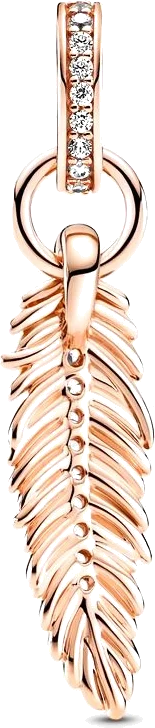 Pandora Moments - Pendant Charm Plume Scintillante en Métal doré Or rose 585/1000 - Réf. 789550C01 - Pour Femme vue 2