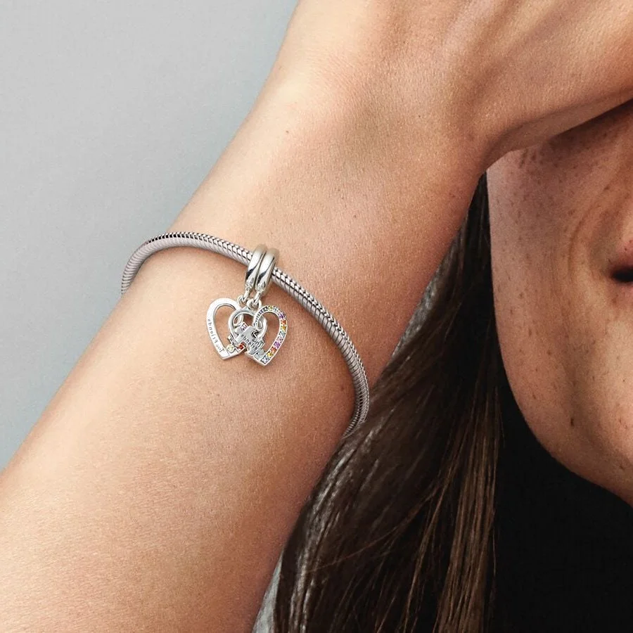 Pandora 792239C01 - Pendentif Charm Séparable Cœurs et Puzzle de l'Amitié Multicolore en Argent 925 pour Femme vue 5