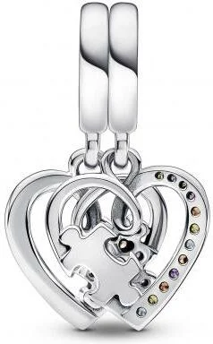 Pandora 792239C01 - Pendentif Charm Séparable Cœurs et Puzzle de l'Amitié Multicolore en Argent 925 pour Femme