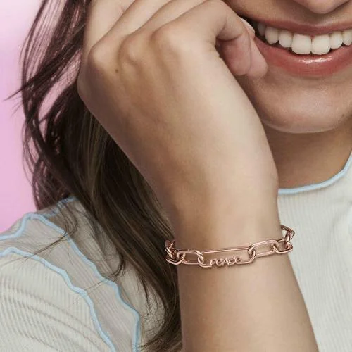 Link Métal doré à l'or rose fin 585/1000 Peace Pandora ME vue 2