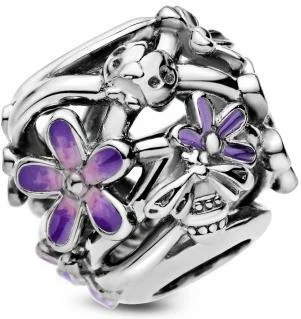 Charm Pandora argent Marguerite Violette Ajouré Pandora Garden vue 3