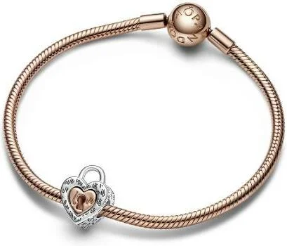 Charm Pandora Bimatière Cadenas Cœur Séparable vue 3
