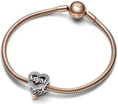Charm Pandora Cœur et Mum Ajouré Bimatière Rose – Pandora Moments vue 2