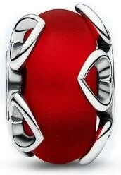 Charm Pandora Cœurs et Murano Rouge Givré vue 2