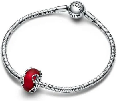 Charm Pandora Cœurs et Murano Rouge Givré vue 3