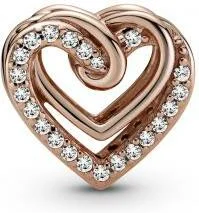 Charm Pandora 789270C01 en métal doré or rose 585/1000, cœurs entrelacés scintillants pour femme vue 2