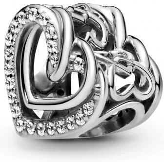 Charm Pandora Argent 925 Cœurs Entrelacés avec Zirconium Blanc - 799270C01 - Pour Femme vue 3