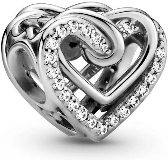 Charm Pandora Argent 925 Cœurs Entrelacés avec Zirconium Blanc - 799270C01 - Pour Femme