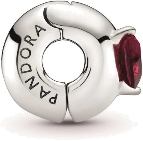 Charm Pandora clip argent Pandora Moments cœur cristal rouge vue 2