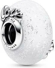 Charm Pandora Murano Blanc Pailleté Mum & Love Pandora Moments vue 3
