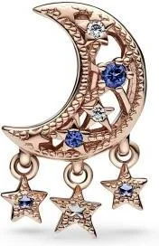 Charm Pandora Pandora Moments Doré rose - Croissant de Lune et Étoiles vue 2