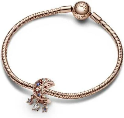 Charm Pandora Pandora Moments Doré rose - Croissant de Lune et Étoiles vue 3