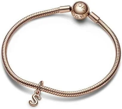 Charm Pandora Lettre S Manuscrite en Or Rose 585/1000 - Réf. 782478C01 - Pour Femme vue 3
