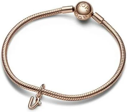 Pandora Charm Pendant Lettre v Manuscrite en Or Rose 585/1000 - Réf. 782480C01 - Pour Femme vue 3