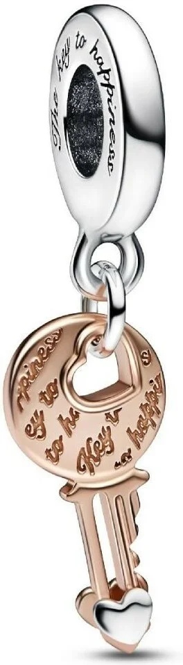 Charm Pandora Pendant Bimatière Cœur Coulissant et Clef