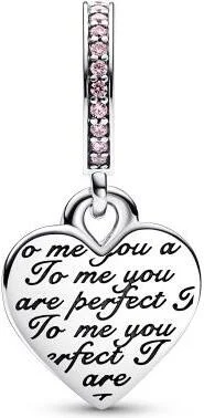 Charm Pandora Pendant Double Cœur de l’Infini Bimatière Rose Pandora Moments vue 2