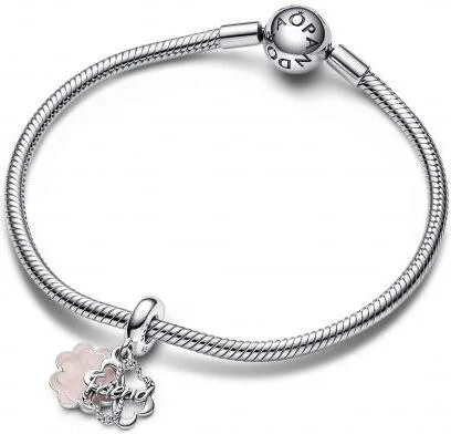 Pandora 792245C01 - Pendentif Double Trèfle à Quatre Feuilles de l'Amitié en Argent et Rose pour Femme vue 3