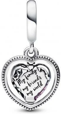 Pandora 792240C01 - Pendentif Globe de la Famille Rotatif en Cœur Multicolore pour Femme en Argent 925 vue 2