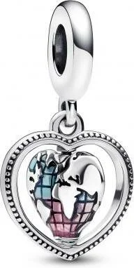 Pandora 792240C01 - Pendentif Globe de la Famille Rotatif en Cœur Multicolore pour Femme en Argent 925 vue 3