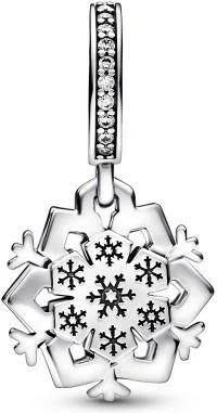 Charm Pandora Pendant Pandora Moments Argent - Double Flocon de Neige Scintillant vue 2