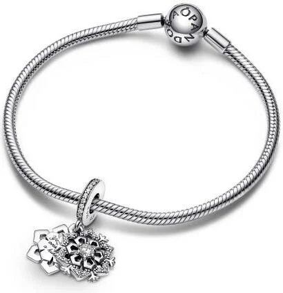 Charm Pandora Pendant Pandora Moments Argent - Double Flocon de Neige Scintillant vue 3