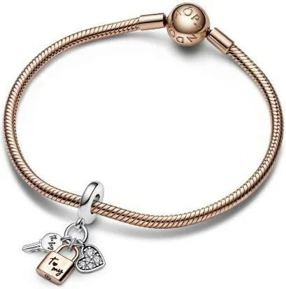 Charm Pandora Pendant Triple Bimatière Cœur vue 3